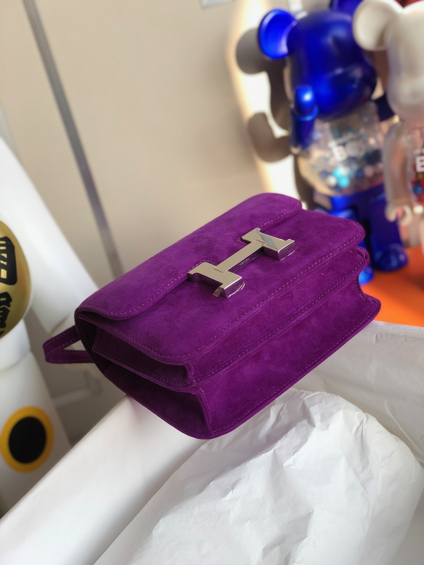 에르메스 콘스탄스 퍼플 은장 스웨이드